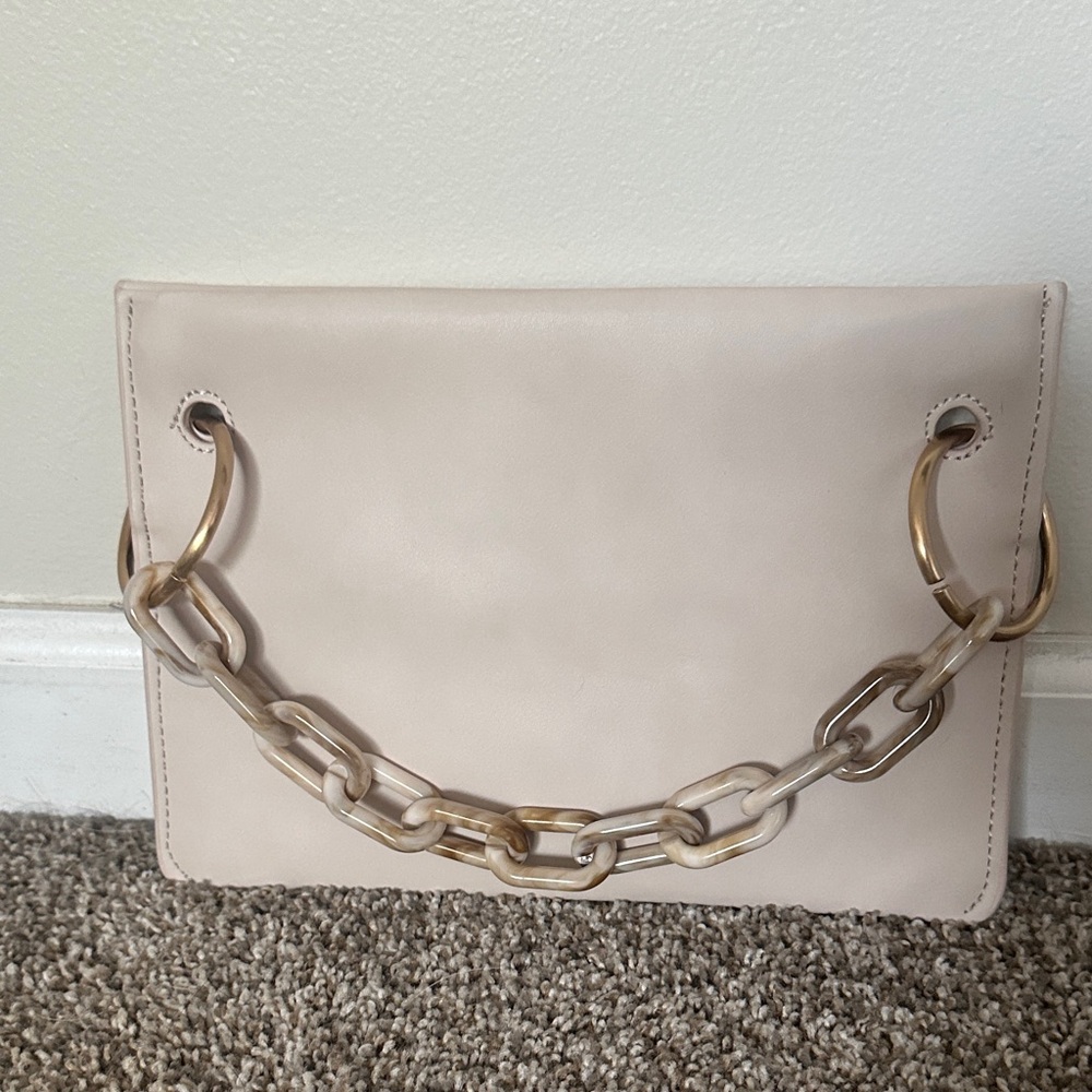 Elegant Cream Chain Handle Clutch